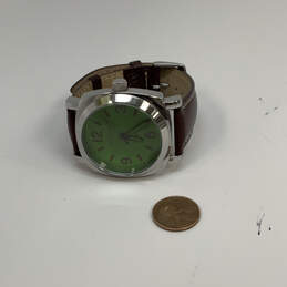 Designer Joan Rivers Silver-Tone Leather Strap Green Dial Analog Wristwatch alternative image