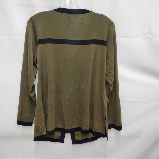 Misook WM's Cardigan Green & Black Trim Button 100% Acrylic Sweater Size SM image number 2