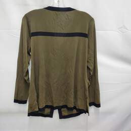 Misook WM's Cardigan Green & Black Trim Button 100% Acrylic Sweater Size SM alternative image