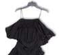 NWT Womens Black Ruffle Strapless Smocked One-Piece Romper Size Medium image number 4
