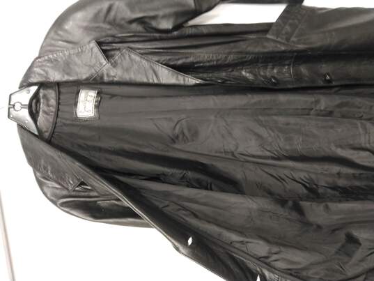 Comint Women's Black Leather Trench Coat Size Small image number 4