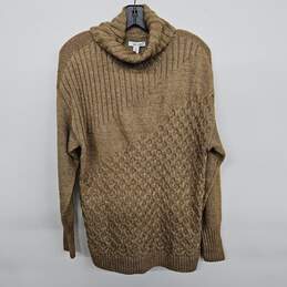 Elson Tan Textured Long Sleeve Turtleneck Sweater