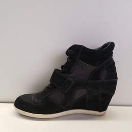 ASH Limited Black Suede Ankle Strap Lace Hidden Wedge Trainers Size 37 US 6.5 alternative image