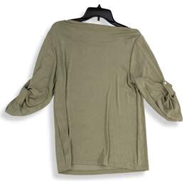 NWT Chico's Womens Green Boat Neck Roll Tab Sleeve Pullover Blouse Top Size 8/10 alternative image