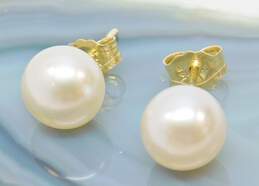 14K Yellow Gold Cultured Pearl Stud Post Earrings 0.9g