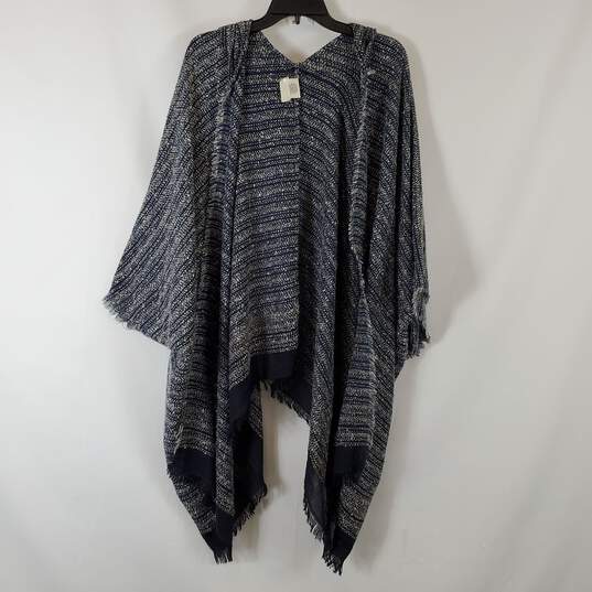 Free People Women's Blue Hooded Poncho SZ L image number 1