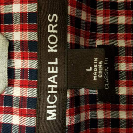 Michael Kors Men Red Plaid Button Up L image number 3