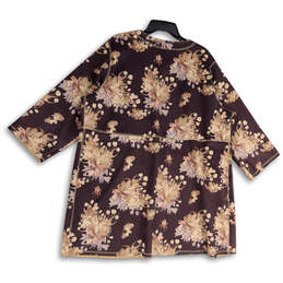 NWT Womens Beige Purple Floral 3/4 Sleeve Open Front Jacket Size 2x alternative image