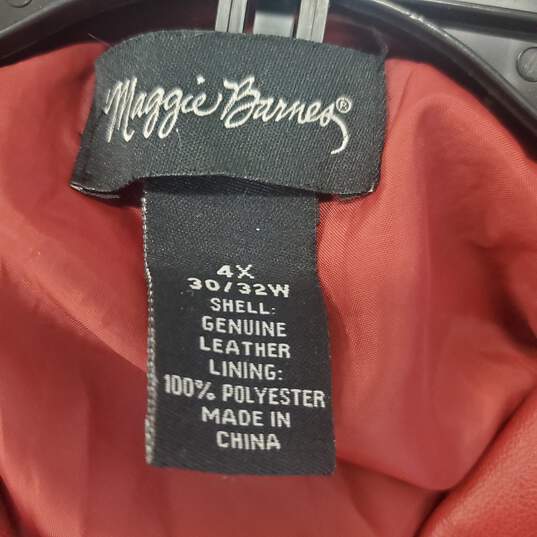 Maggie Barnes Women Red Leather Jacket Sz 4X image number 3