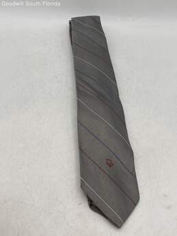 Authentic Christian Dior Mens Gray Multicolor Striped Adjustable Designer Tie