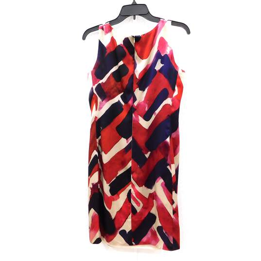 Armani Collezioni  Red, Navy & White Color Ruched Sheath Dress Size 6 with COA image number 4