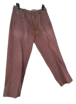 Mens Brown Flat Front Straight Leg Casual Chino Pants Size 36 X 30