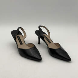 Womens Black Pointed Toe Slip-On Stiletto Heel Slingback Sandals Size 7M