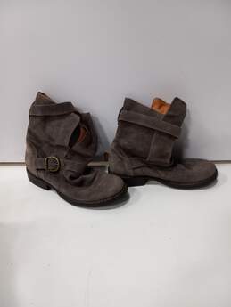Women's Florentini Baker Gray Nubuck Suede 2 Strap Eternity Ankle Boots Size 37