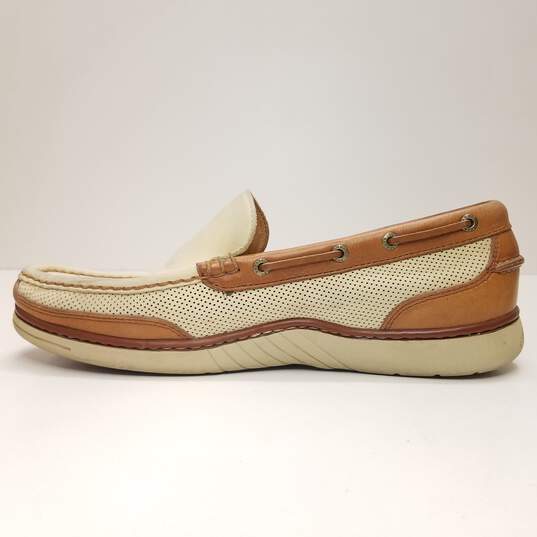 Tommy Bahama Oyster Beige Leather Boat Shoe Loafers Men's Size 11M image number 5