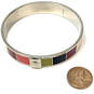Designer Coach Silver-Tone Multicolor Enamel Round Bangle Bracelet image number 2