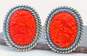 Amy Kahn Russell Sterling Silver Cinnabar Oval Omega Pierced Earrings 16.4g image number 1