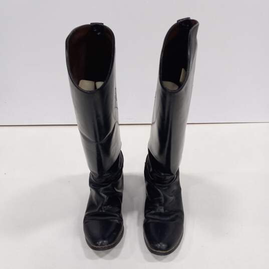 Women's Black Leather Riding Boots Size 8 image number 3