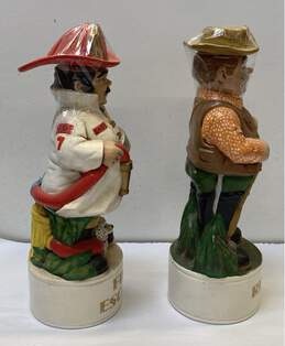 2 Ceramic Decanters Vintage Barware Hand Crafted Molds Fire Man/Fisher Man alternative image