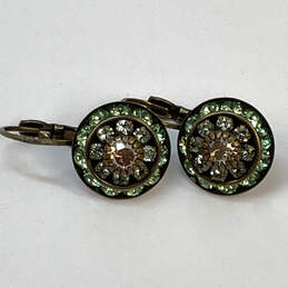 Designer Liz Palacios Gold-Tone Crystal Cut Stone Flower Drop Earrings