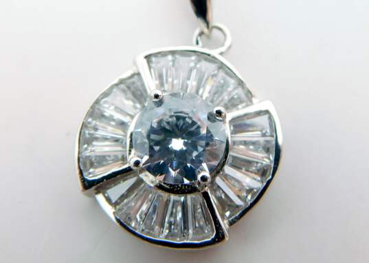 925 Sterling Silver CZ Pendant Necklace Bangle Bracelet & Rings 25.3g image number 2