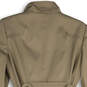 Womens Brown Mock Neck Welt Pocket Button Front Belted Trench Coat Size S image number 4