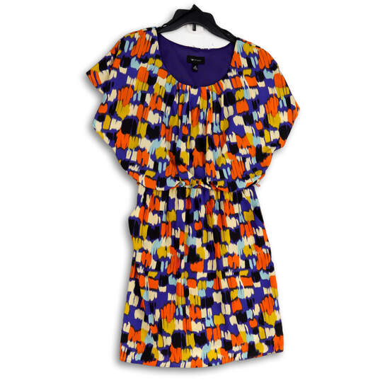 Womens Multicolor Geometric Round Sleeve Dolman Sleeve Blousen Dress Sz 10 image number 3