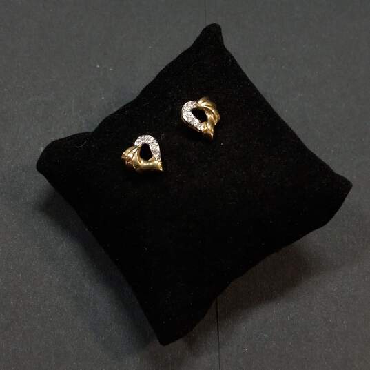 10K Yellow Gold Heart Stud Earrings With Moissanite image number 1