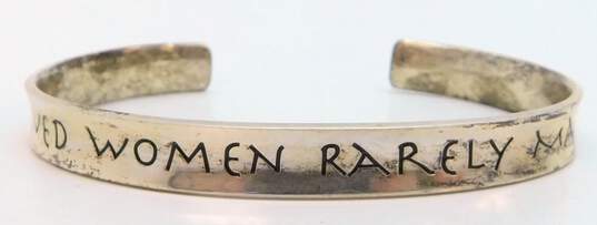 Artisan 925 Well Behaved Women & To Thine Self Be True Quotes Stamped Cuff Bracelets Set 31.5g image number 7