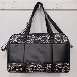 Betsey Johnson Black Quilted Faux Leather w/ White 'Luv Betsey' Duffle Bag alternative image