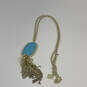 Designer Kendra Scott Gold-Tone Tassel Blue Pendant Necklace With Dust Bag image number 3