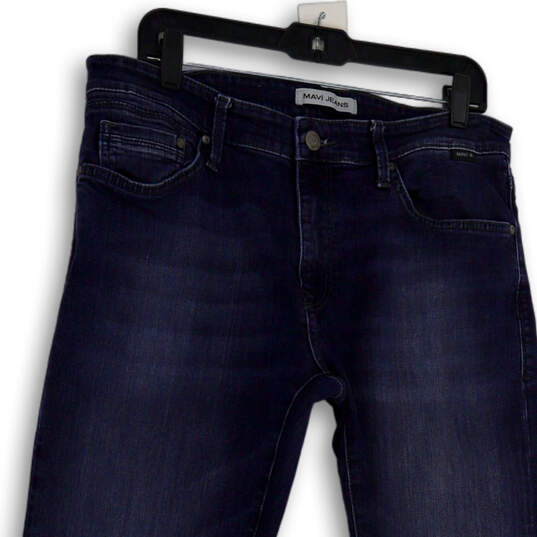 Womens Blue Denim Medium Wash Pocket Stretch Straight Jeans Size 34/32 image number 1