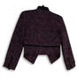 Womens Black Purple Tweed Long Sleeve Open Front Cropped Jacket Size 4 image number 2