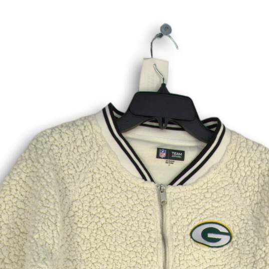 NFL Womens White Long Sleeve Green Bay Packers Sherpa Full-Zip Jacket Size Small image number 3