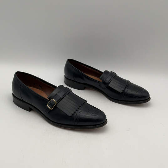 Mens Montague 05477 Black Leather Almond Toe Slip-On Loafer Shoes Size 10 A image number 5