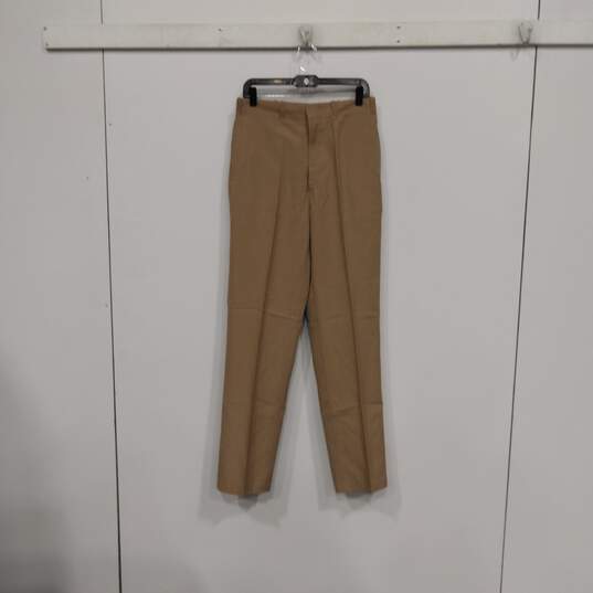 Mens Tan Flat Front Pockets Straight Leg Casual Chino Pants Size 32 image number 1