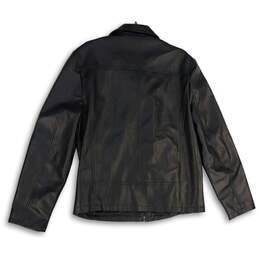 NWT Mens Black Long Sleeve Spread Collar Full-Zip Biker Jacket Size Large alternative image
