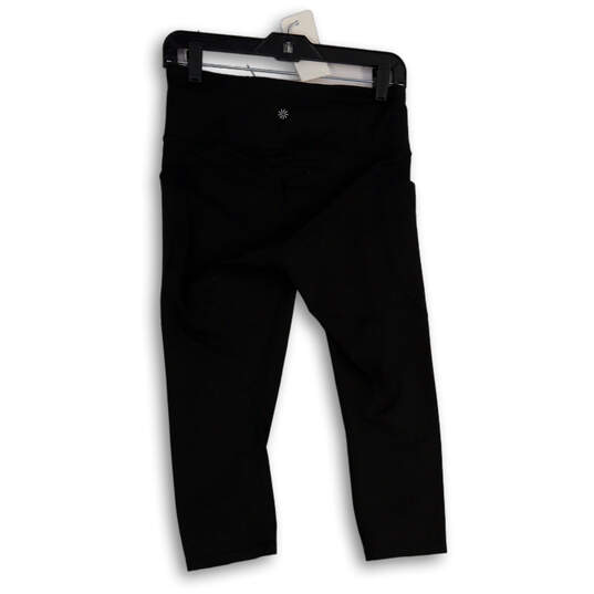 Womens Black Elastic Waist Activewear Pull-On Capri Leggings Size Medium image number 1