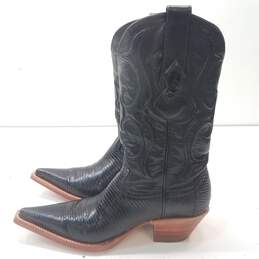 Los Altos Western Genuine Lizard Leather Black Western Cowgirl Boots Women's Size 6.5 M