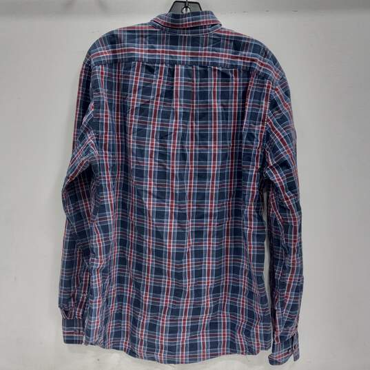 Michael Kors Men's Blue Plaid Button-Up Shirt Size XL image number 2