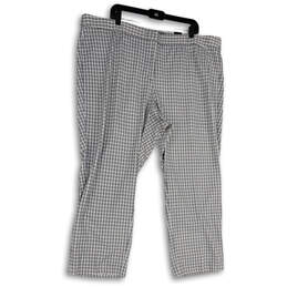 NWT Womens White Black Plaid Flat Front Stretch Modern Fit Ankle Pants 22W