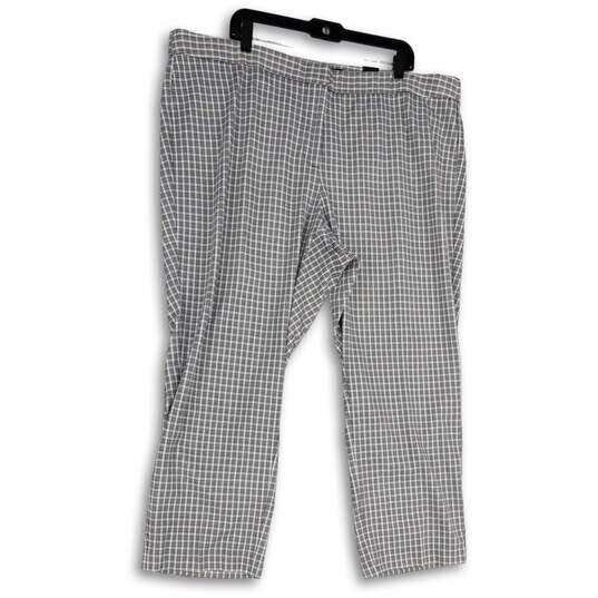 NWT Womens White Black Plaid Flat Front Stretch Modern Fit Ankle Pants 22W image number 1