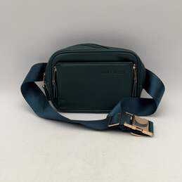 Ayla & Co. Womens Blue Leather Adjustable Strap Inner Pocket Zipper Fanny Pack alternative image