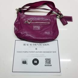AUTHENTICATED Coach Purple Patent Leather Crossbody Bag