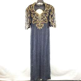 Right Choice Women Black Gold Beading Gown M NWT