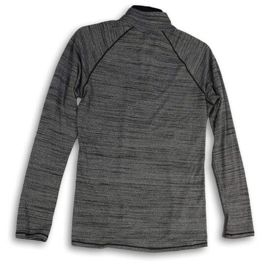 Womens Gray 1/2 Zip Mock Neck Long Sleeve Activewear Shirt Top Size Medium image number 2