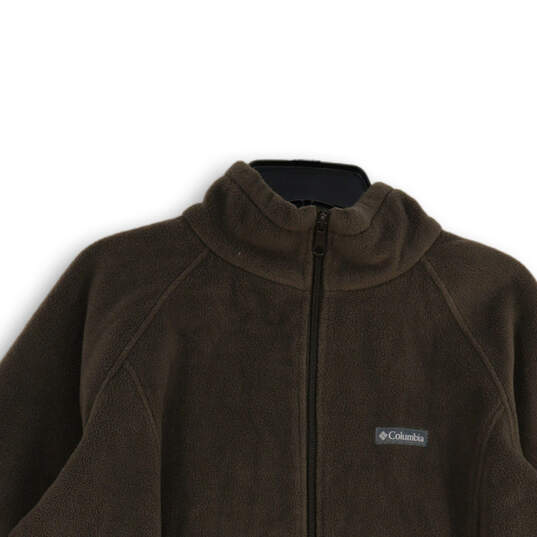 Womens Brown Mock Neck Long Sleeve Fleece Full-Zip Jacket Size 2X image number 3