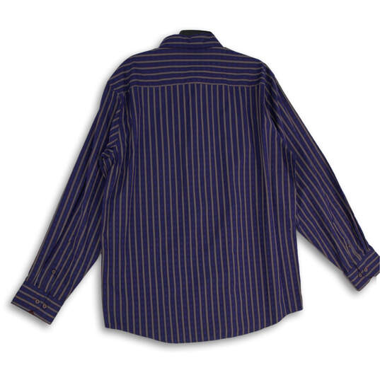 NWT Mens Blue Striped Long Sleeve Pocket Collared Button-Up Shirt Size XL image number 2