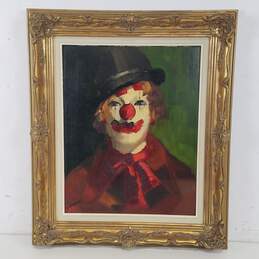 Clown Painting / Framed / Oil on Board  Artwork / Singed