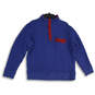 Mens Blue Red Long Sleeve Mock Neck Pullover Quilted Jacket Size Large image number 1
